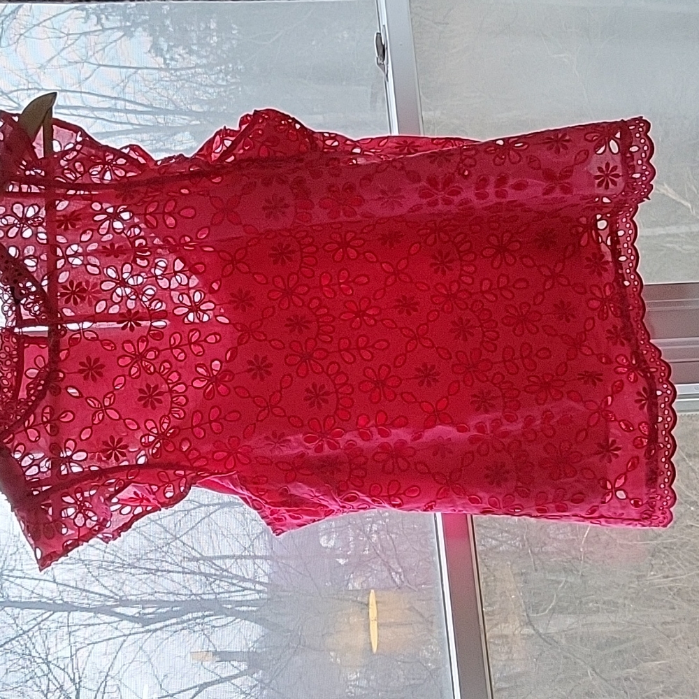 JCREW Hot pink eyelet short sleeve shirt